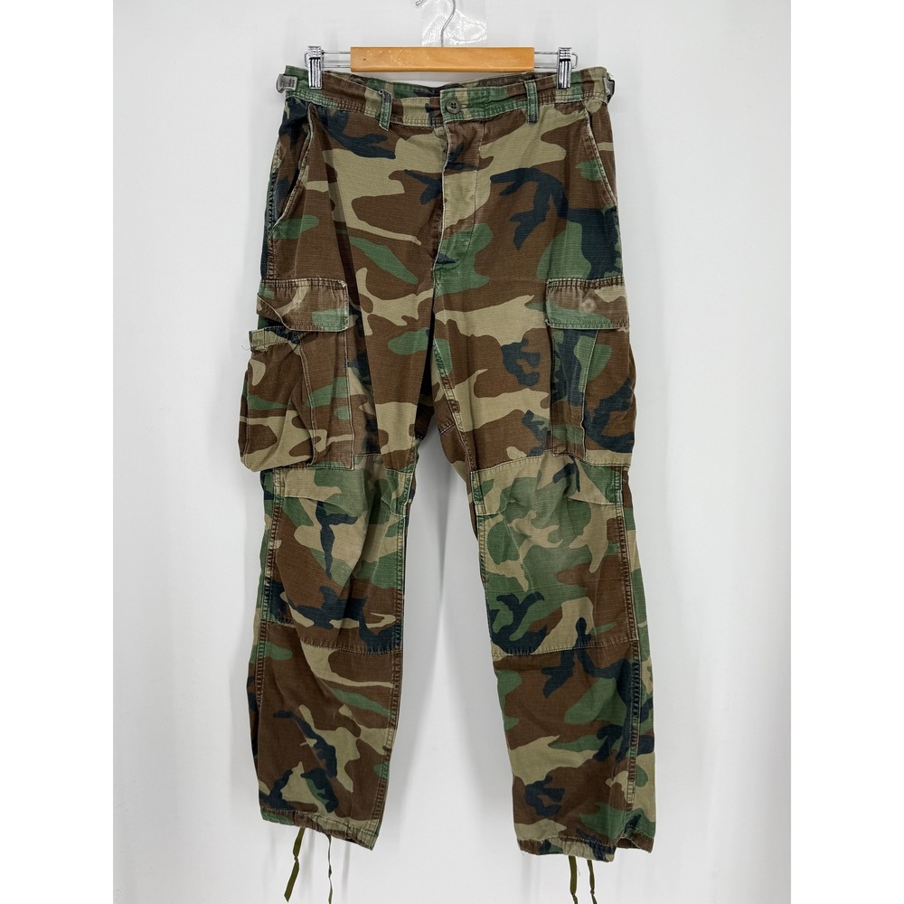 US Military Woodland Camo Cargo Pants Ripstop BDU Size 33 x30 Hunting Gorpcore